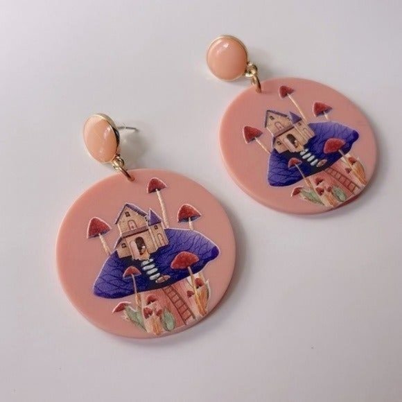 Zara Jewelry - Mushroom House earrings whimsical fairy tale mushrooms garden bohemian Y2k boho